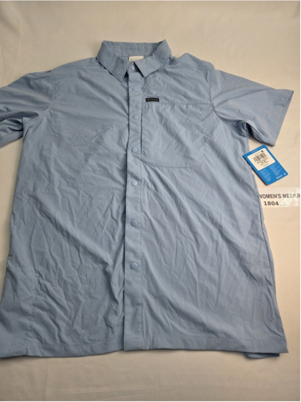 Columbia Sage Peak Women’s Short Sleeve Shirt Blue Medium NWT #1804